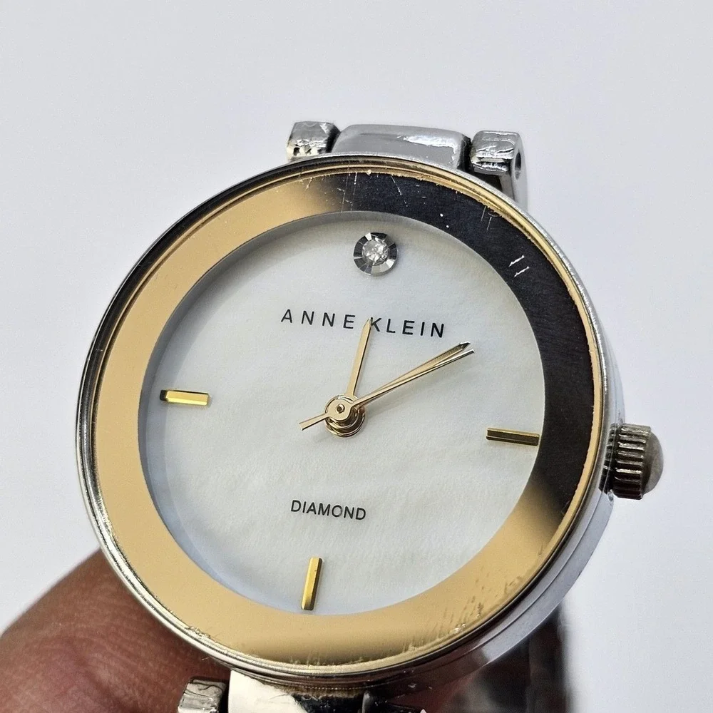 Anne Klein Diamond Women's 26MM White Dial Gray‎ Tone Bracelet 7